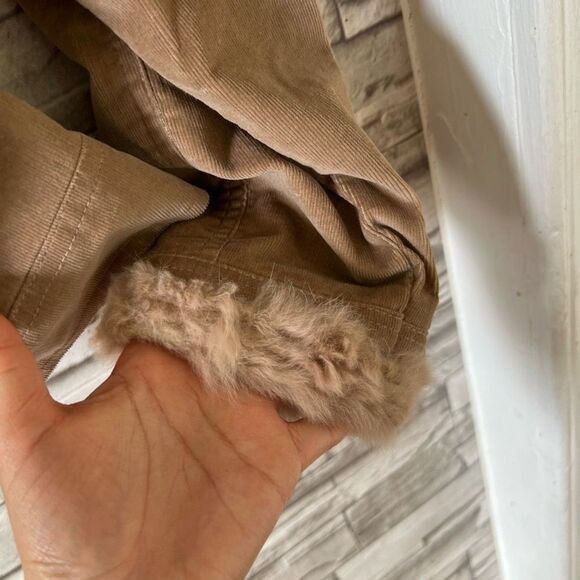 Jennyfer J. || 90's Tan Corduroy Rabbit Fur Y2K Style Pocket Jacket - Picture 9 of 14